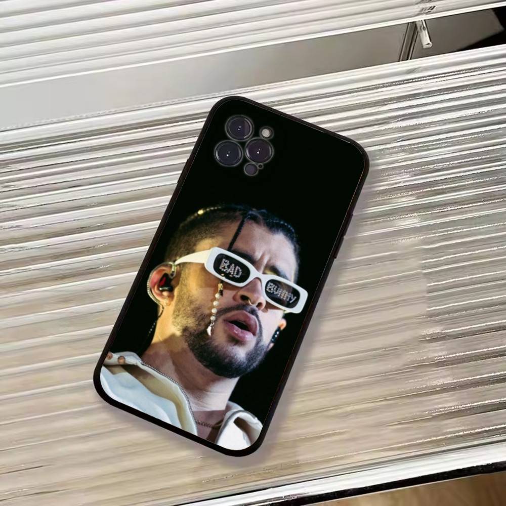 Чехол для телефона горячего певца B-Bad Bunny для iPhone 17,16,15,14,13,12,11 Plus,Pro Max,XS, Мягкий силиконовый черный чехол