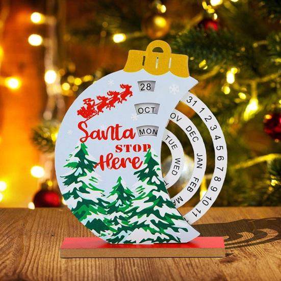 Рождественский вечный календарь, деревянный диск, вечный календарь, ручной вращающийся деревянный блок, настольный календарь для домашнего офиса