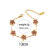 Fashion Stainless Steel Five-Leaf Flower Single-Sided Bracelet 18K Gold Light Luxury All-Match Clover Bracelet Ornament