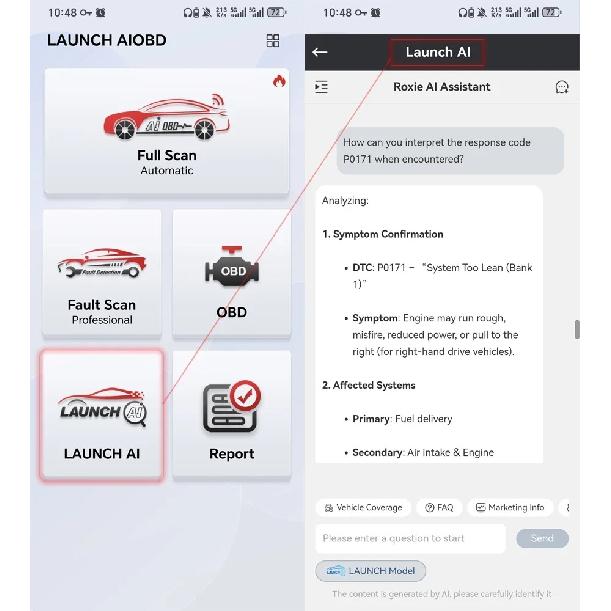 LAUNCH AIOBD Bluetooth OBD2 Сканер Полная Диагностика Систем, ИИ Просто Объясняет Неисправности, Работает с IOS и Android