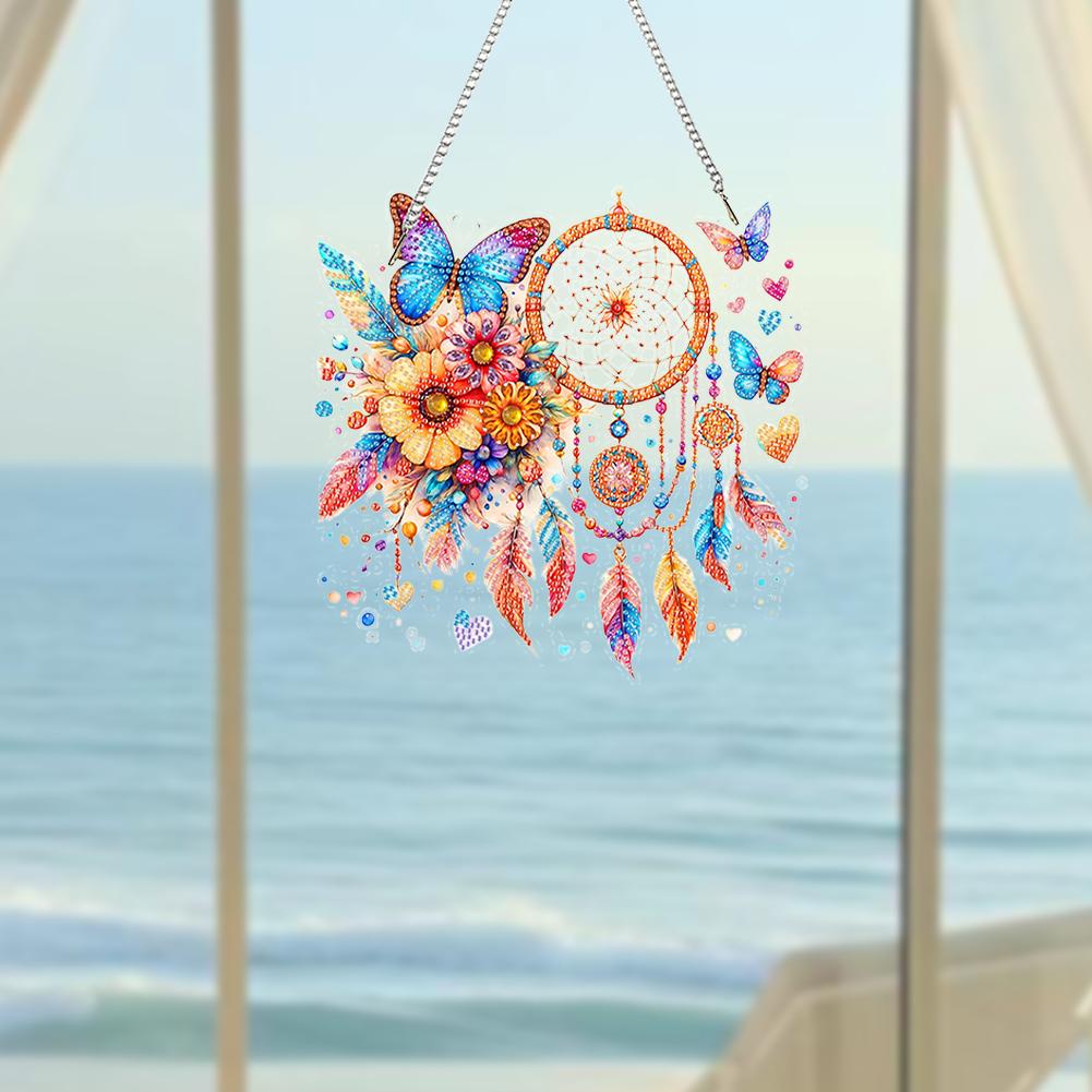 Acrylic Special Shaped Abstract Pattern Diamond Painting Hanging Decorations Rhinestone Diamond Art Window Pendants for Beginner