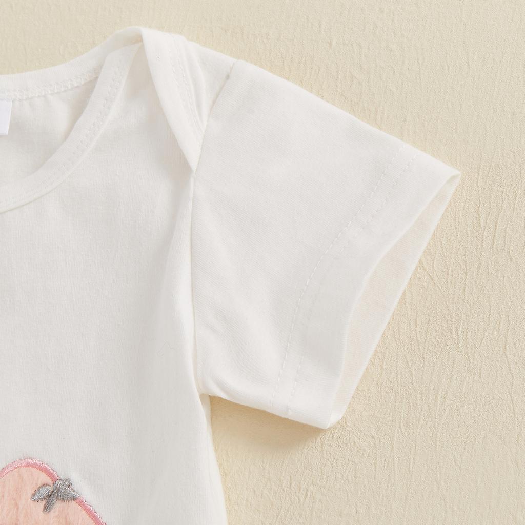 Пасхальные наряды для маленьких девочек, комбинезон с короткими рукавами и эластичными шортами, симпатичная повязка на голову, комплект из 3 предметов