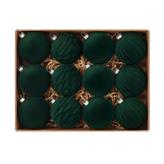 12 шт. Бархатные рождественские шары Флокированные шары Украшение для рождественской елки Небьющиеся пластиковые подвесные шары Украшение для рождественской елки Вечеринка Праздничный декор