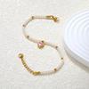 Fashionable Girl White Pearl Bracelet with Heart-shaped Moonstone Pendant, INS Sweet and Romantic Jewelry for Girls Waterproof