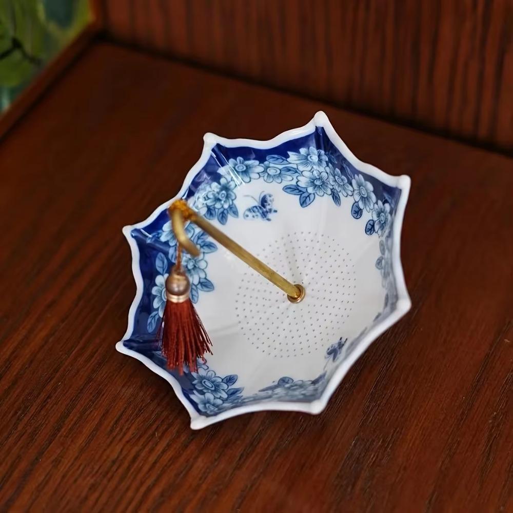 Ceramic Umbrella Tea Strainer Chinese Style Tea Filter Exquisite Tabletop Decoration Office