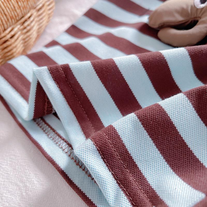 Детский модный мультяшный полосатый комплект с короткими рукавами и шортами, пляжный повседневный весенне-летний костюм для мальчиков, майка без рукавов + шорты