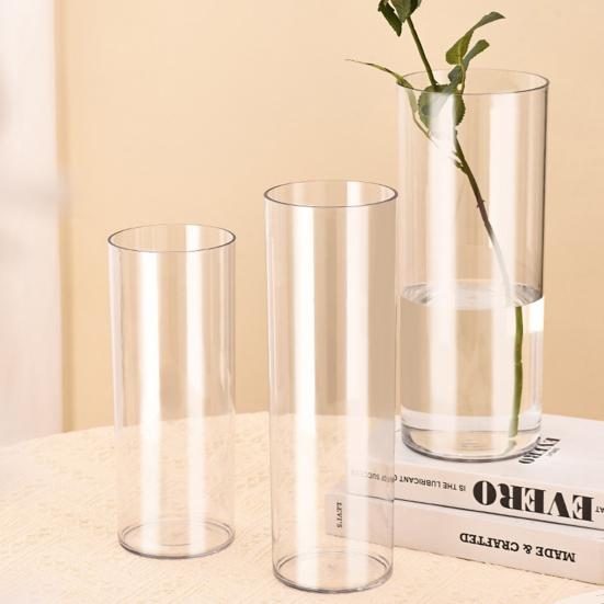Прозрачная цилиндрическая ваза для цветов, свадебная вечеринка, обеденный стол, центральный элемент, гидропонный держатель для цветов, прозрачный