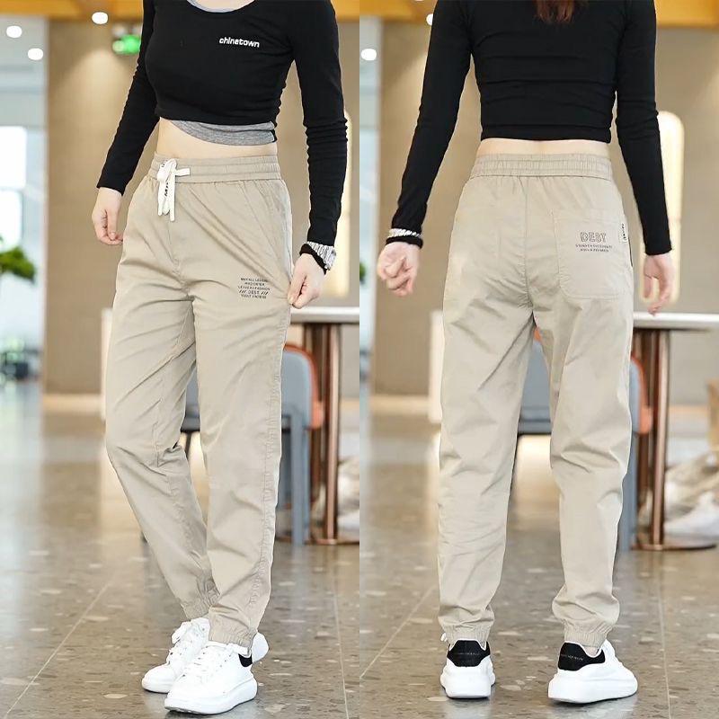 Женские быстросохнущие капри из ледяного шелка: Летние широкие брюки с манжетами, больших размеров, повседневные спортивные