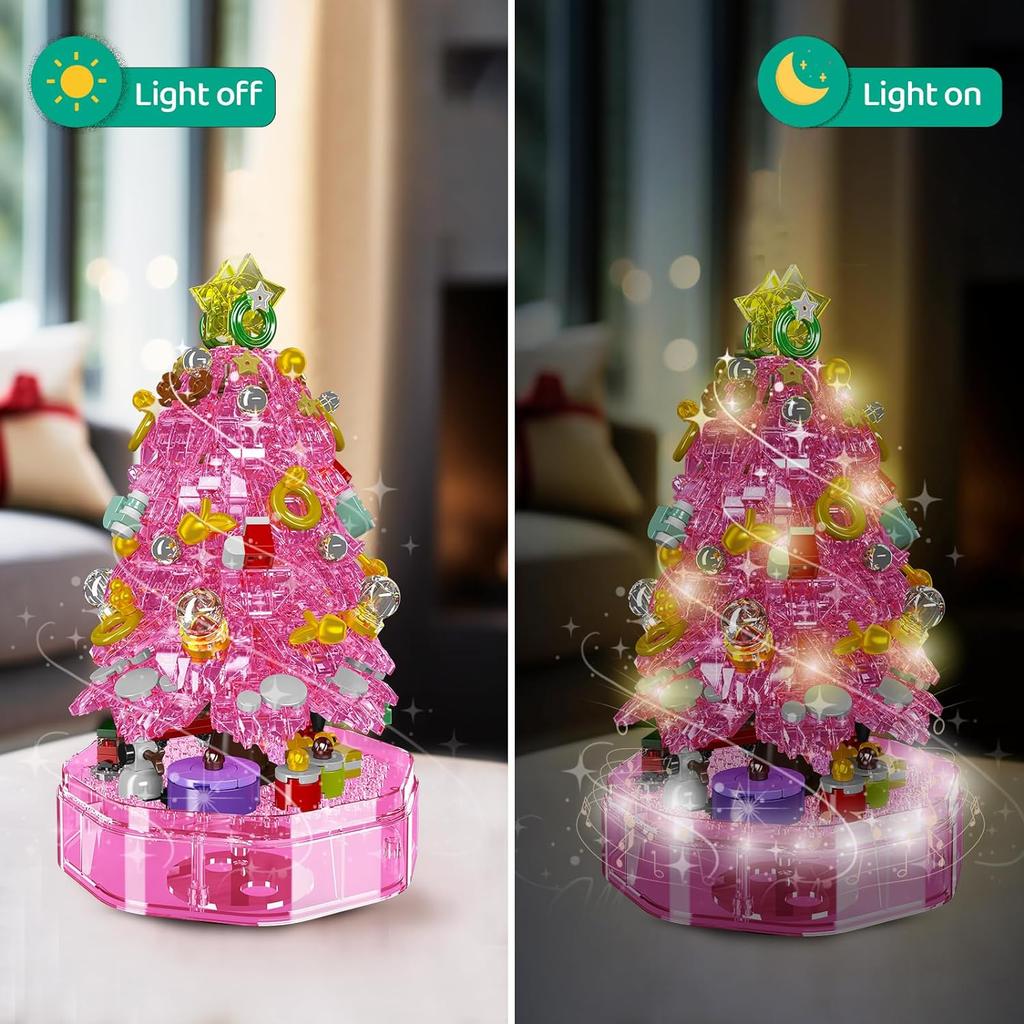 MOULD KING 10089 10090 Рождественский строительный блок Волшебная рождественская музыкальная шкатулка со светодиодными деталями Модель Рождественское украшение в подарок