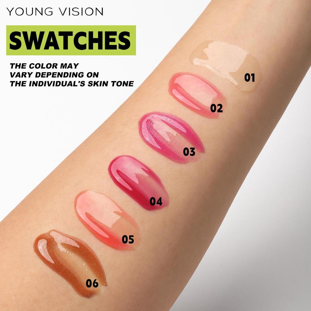 Прозрачный блеск для губ, 6 цветов, увлажняющее масло для губ, масло для губ, припухание губ, разбавление линий губ, восстановление трещин на губах, водный свет, глазурь для губ