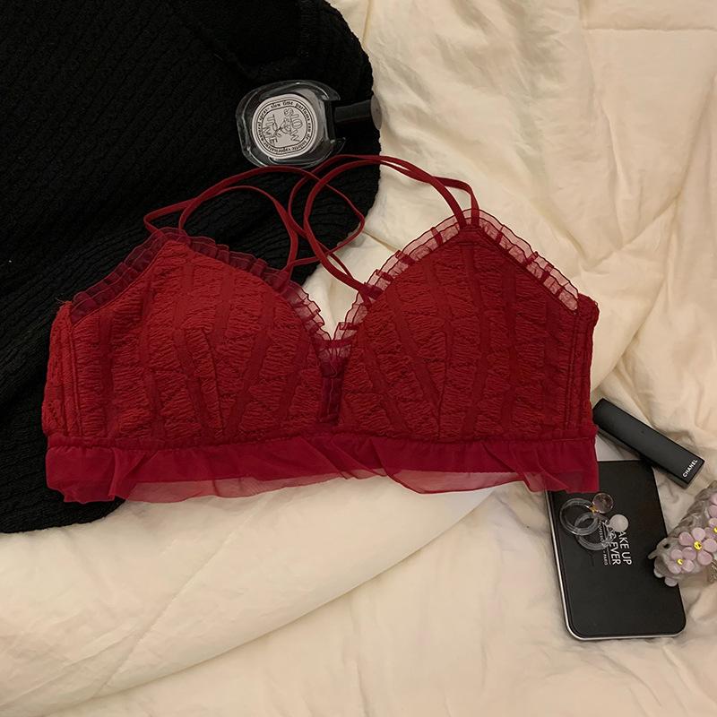 Female Small Breasts Gather Sexy No Underwire Wedding Bride This Year Red Underwear