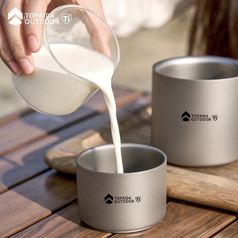 Titanium Double Wall Insulated Coffee Cup 100ml 220ml Portable Travel Camping Mug Outdoor Hiking Office Home Use