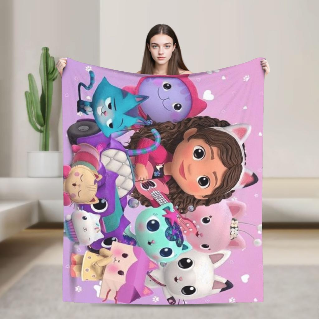 G-Gabby’s Dollhouseds Plush Blanket Boy Girl Flannel Bedding Throws For Couch Bed Super Warm Custom DIY Quality Bedspread Gift