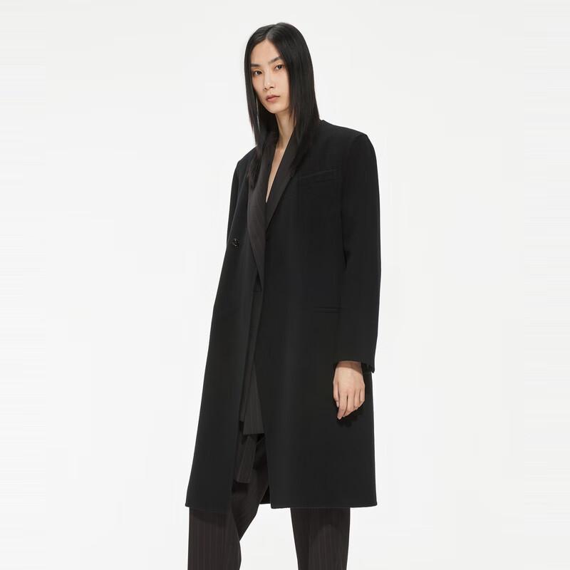 JNBY Loose Long Sleeve Wool-Cashmere Blend Coat