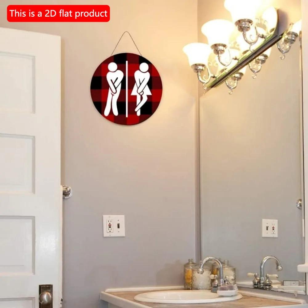 1 шт. 2d плоский круглый деревянный знак туалета - 20 см, домашний бизнес торговый центр бар ванная комната знак настенное украшение туалет, пожалуйста, мойте руки