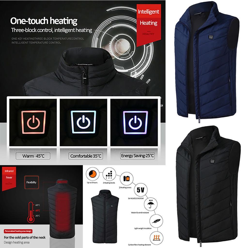 Мужской электрический жилет с подогревом, USB-зимняя теплая водонепроницаемая куртка-жилет