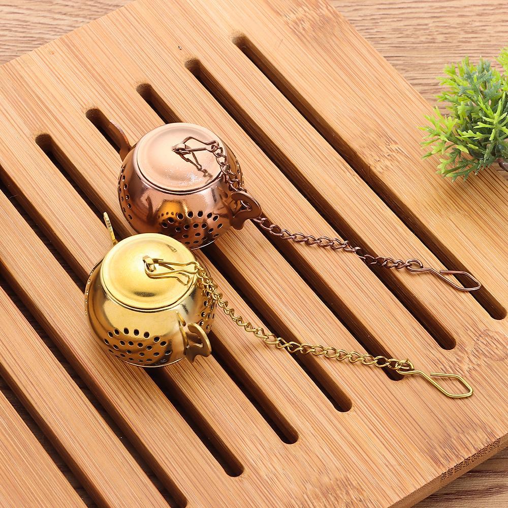 with Chain Stainless Steel Teapot Shape Tea Strainer Tea Infuser Herbal Spice Filter Diffuser