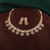 Charming Designer Floral Print Necklace Set With Gold Plated Zircons For Women