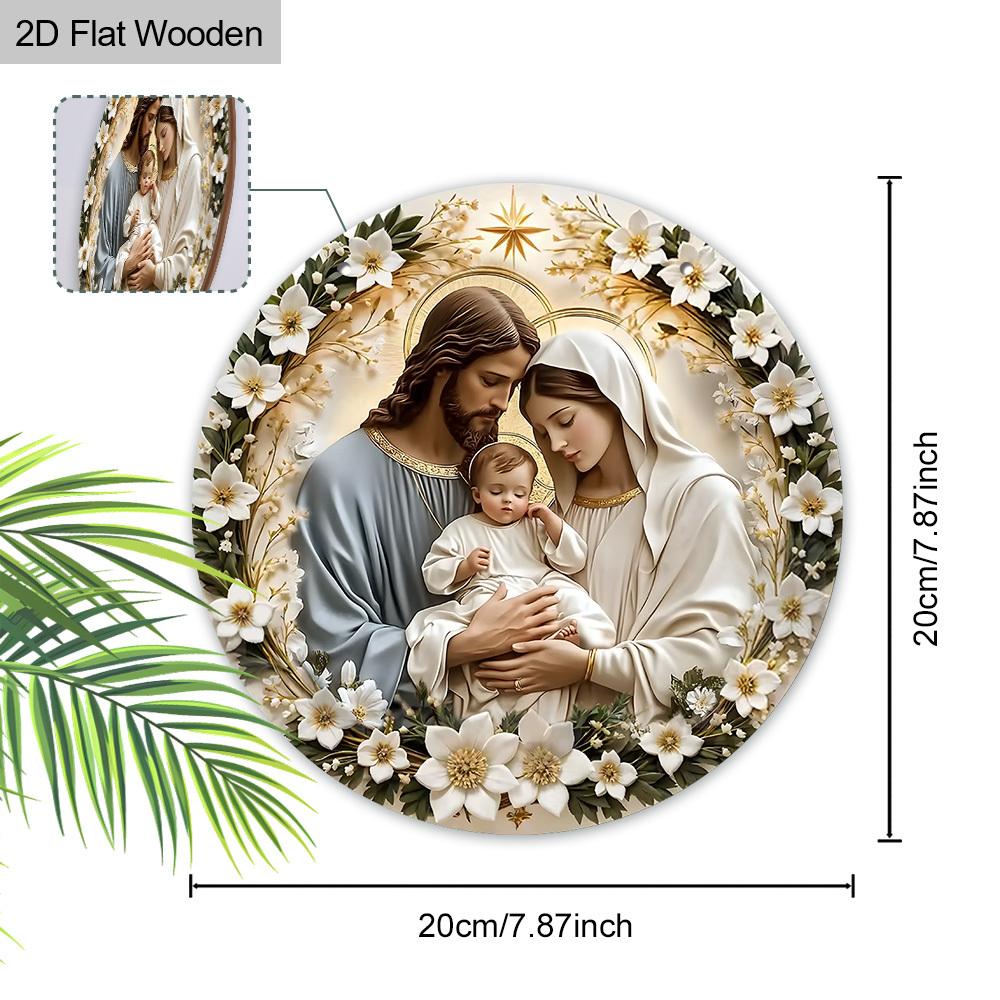 5 шт. Очаровательная деревянная табличка с изображением вертепа в фермерском доме - круглая, 7,87 дюйма, дизайн венка для украшения Рождества и гостиной, идеальная идея для подарка