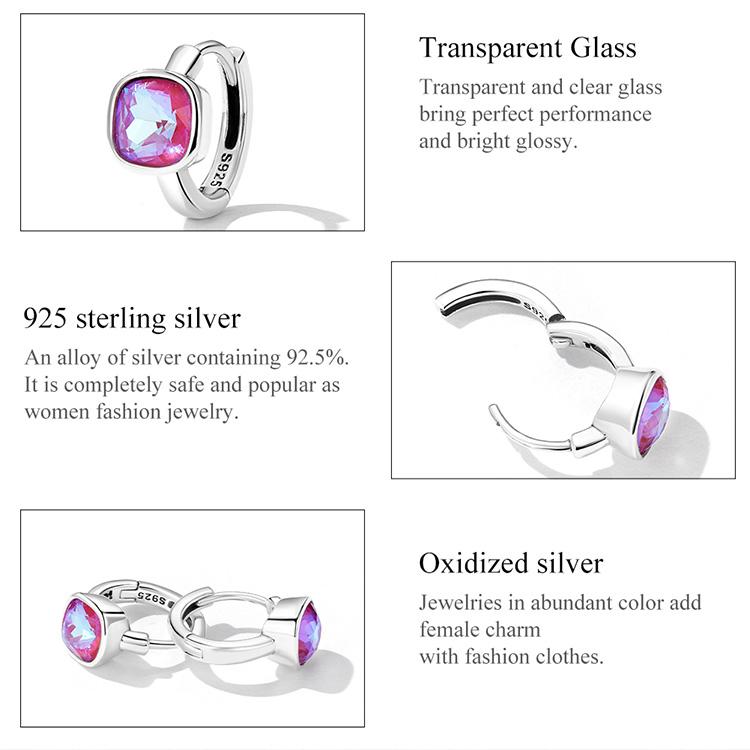 Bamoer 925 пробы серебро мокко флуоресцентные пряжки для ушей для женщин ювелирные изделия люксовый бренд серьги подарок