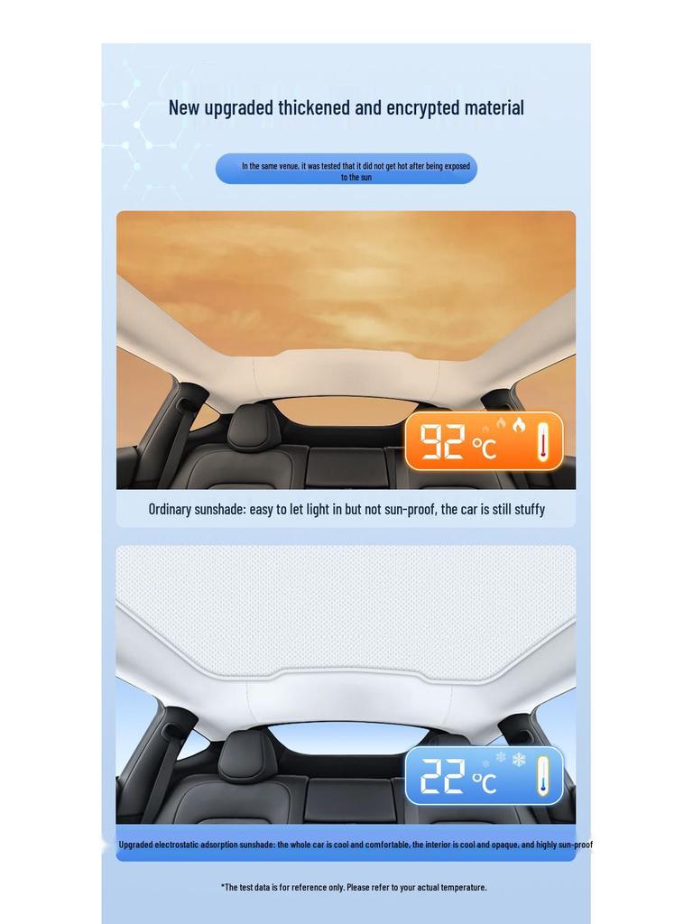 Tesla Model Y/3 Silicone Suede Sunroof Shade – Heat-Insulating Sun Visor