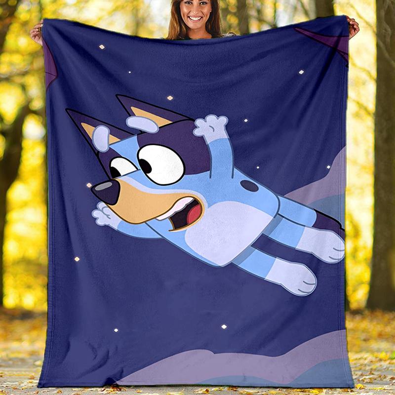 Bluey Theme Printed Blanket Perfect For Couch Bed Travel Outdoor Use Machine Washable Cozy Durable
