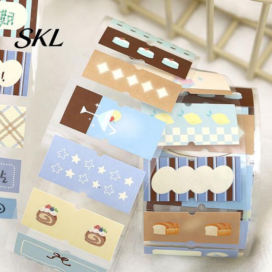 Soft Color Tape Writable Labels Washi Roll, Decorative Patterns Art Craft Smudge Proof Sticker Masking for Scrapbook, Journals, Planners, Card Making