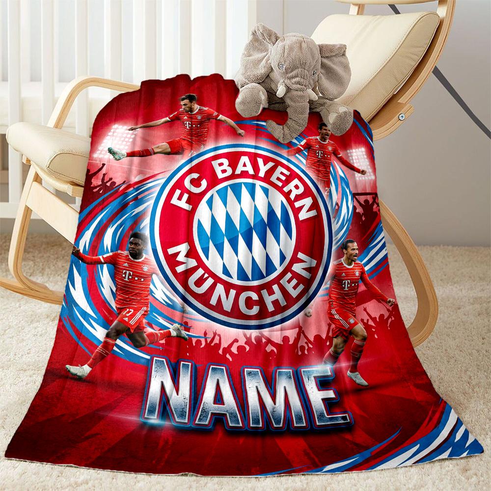 Bayern Munich Galaxy Artwork Personalized Text Blanket Lightweight Customizable Blanket Warmthful Decor Versatile for Nap Picnics Living Room Sofa