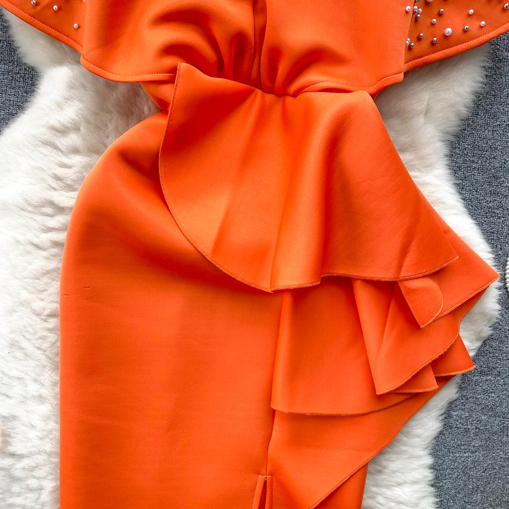 Роскошные элегантные дизайнерские платья с V-образным вырезом, вечернее платье с пайетками, женское облегающее платье Y2k до середины голени, отделка бисером