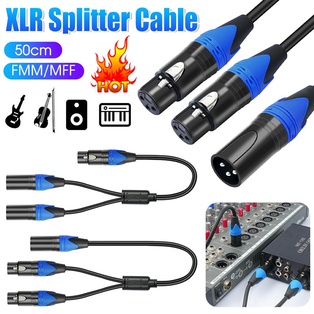 Кабель-разветвитель XLR 50 см 1 XLR папа на 2 XLR мама Кабель-разветвитель XLR Y Шнур-разветвитель для микрофона для усилителя микрофона микшера