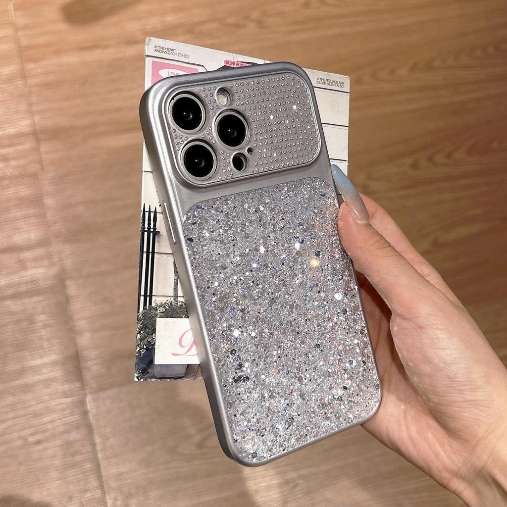 Высококачественный чехол-подставка с зеркалом и стразами Apple 17 Pro Max для женщин - Ударопрочный, Стильный, Подходит для серий 16 Pro и 15/14/13.