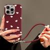 Любовь Горошек Ремешок Подходит для Apple 16 Красный Чехол для мобильного телефона 15pro Тонкое отверстие Кожаный узор 14 Полное покрытие Противоударный 13/12