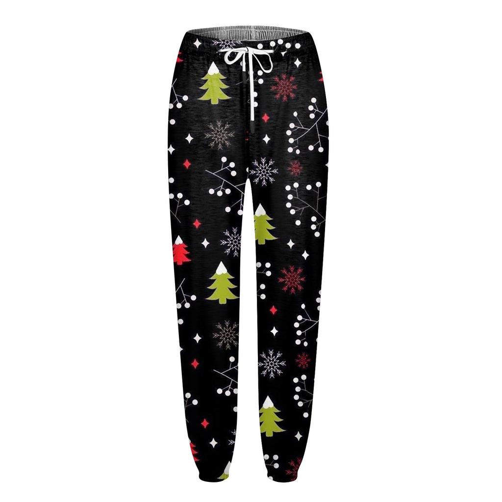 Women's Casual Fashion Christmas Printed Casual Sweatpants Elastic Waist Drawstring Pants