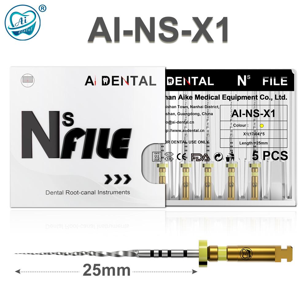 AI-NS любящий файл Корневой канал Переменная конусность Серпантинная форма Следующая серия Silver NiTi сверло с термоактивацией 25 мм с прямоугольным поперечным сечением