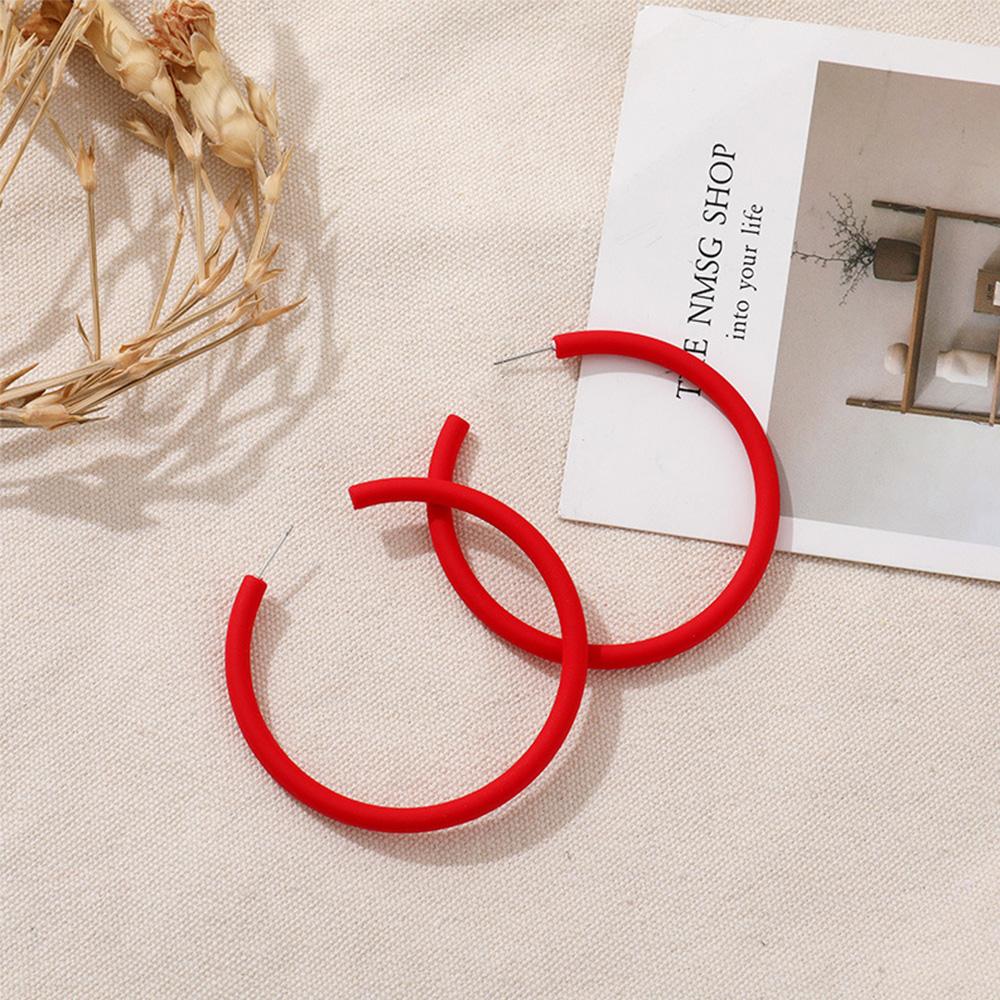 Ladies Candy Color Round Simple Personality C-shaped Women Jewelry Hoop Earrings Round Earrings
