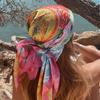 Fashion Square Silk Scarf Women Luxury Brand Satin Print Hijab Scarves Pareo Bandana Female Shawl Wrap Headband Foulard 90*90cm