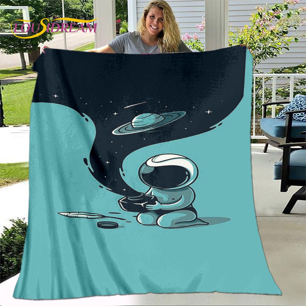 Детское мультяшное одеяло с изображением астронавта из космоса, фланелевое одеяло, мягкое теплое одеяло для гостиной, спальни, дивана, подарок