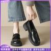 Thick-soled Women's Retro Spring One-footed Black Small Leather Shoes Soft-soled Single Shoes Women