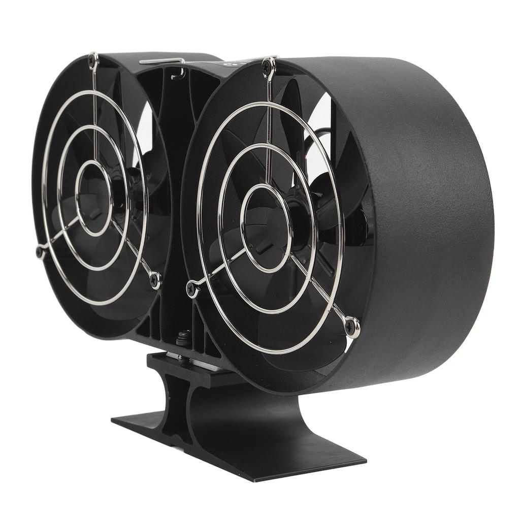 12 Blade Fireplace Fan with Protective Cover Handle Aluminum Circulating Hot Air Double Motors