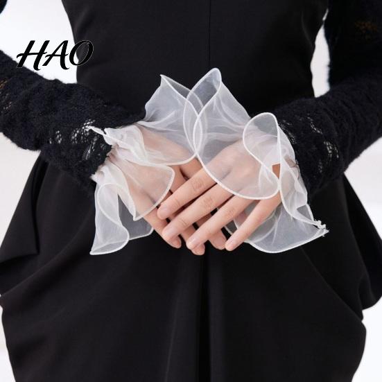 Romantic Style Clothing Accessories Detachable Ruffled Cuffs for Women, Elastic Layered Tulle Fake Cuffs, Decorative Formal Dress Sleeve Trims