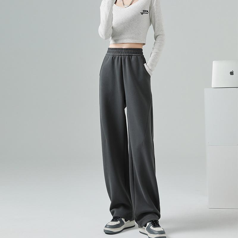Sweatpants Women's Autumn New Khaki Casual Pants Straight Loose Large Size Thin Wide-leg Pants