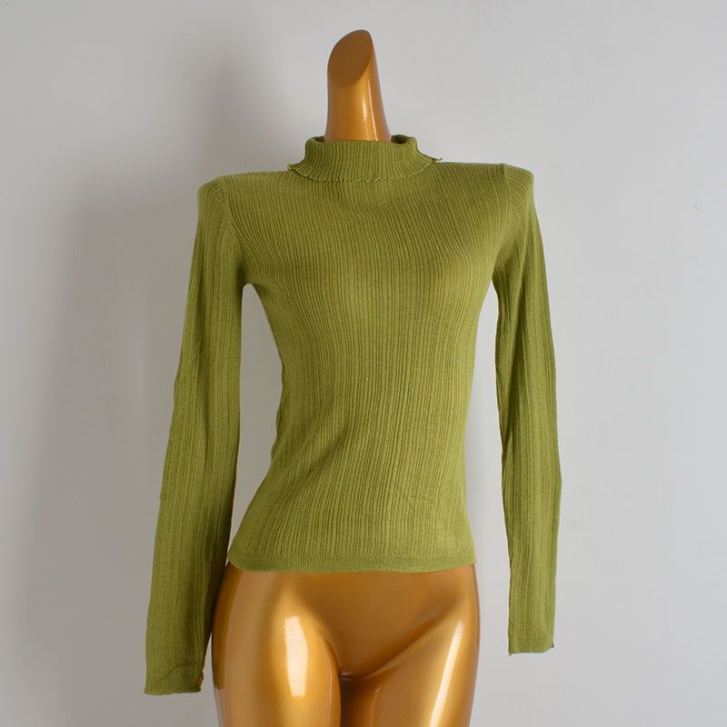 Simplicity New Arrival Pure Color Turtleneck Pullover Long Sleeve Bottoming Shirt Women's Clothing Fall and Winter Skinny Slimming Knitwear Tops