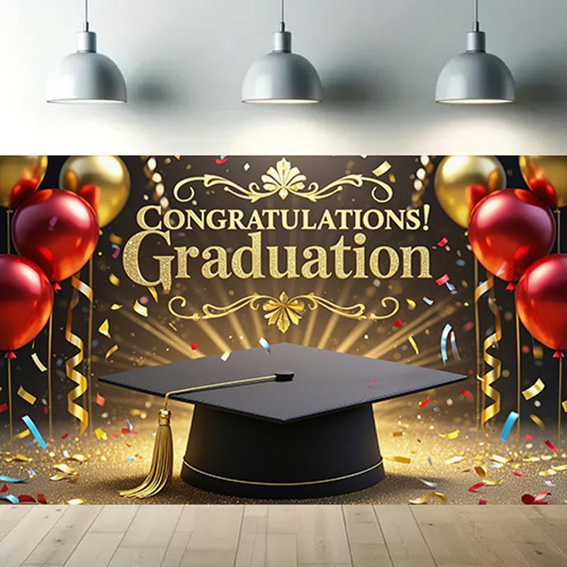 Выпускной фон с надписью «ВЫПУСКНОЙ», воздушные шары и конфетти для оформления газона на открытом воздухе, садовых праздников и выпускного вечера, декор для выпускного
