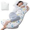 Подушка для тела Genki Life, большая, 120 см, S-образной формы, подходит для беременных и мужчин, включает 200 г наполнителя, регулируемый объем, поддерживает боковой сон