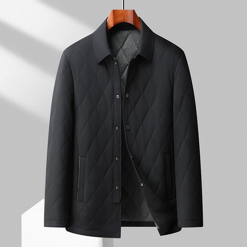 Осенне-зимняя куртка из шелковицы с подкладкой и лацканами для среднего возраста, легкая повседневная одежда с хлопковой подкладкой, теплая куртка