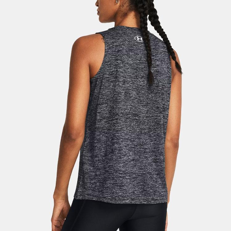 Under Armour Женский топ-майка Ua Tech™ с однотонным логотипом, с круглым вырезом, черный 1383656-001
