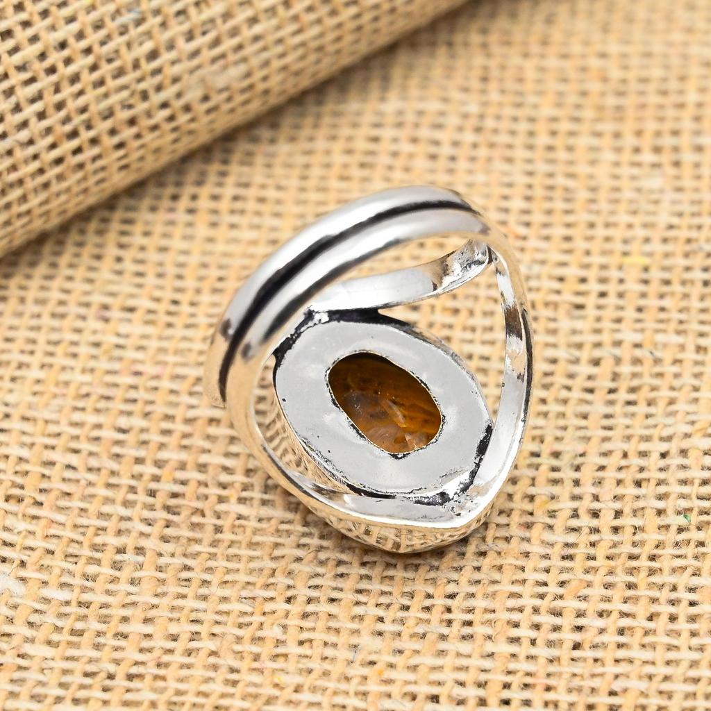 Ювелирные изделия ручной работы из стерлингового серебра 925 пробы с цитрином, великолепное кольцо для нее