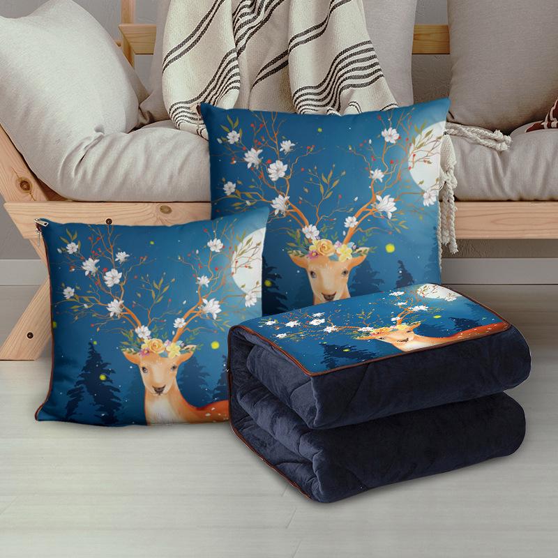 Персонализированная мультяшная флисовая плюшевая подушка-плед