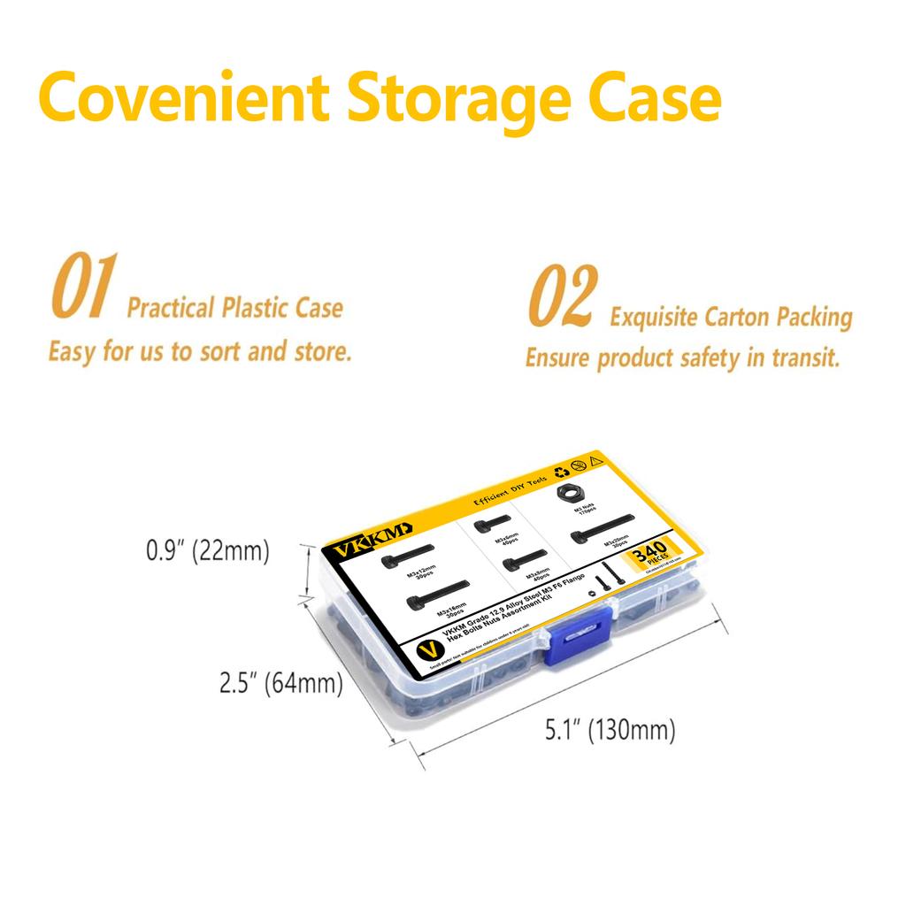 340 черных болтов с цилиндрической головкой, набор гаек, M3x (6/8/12/16/20) набор болтов с шестигранным ключом.