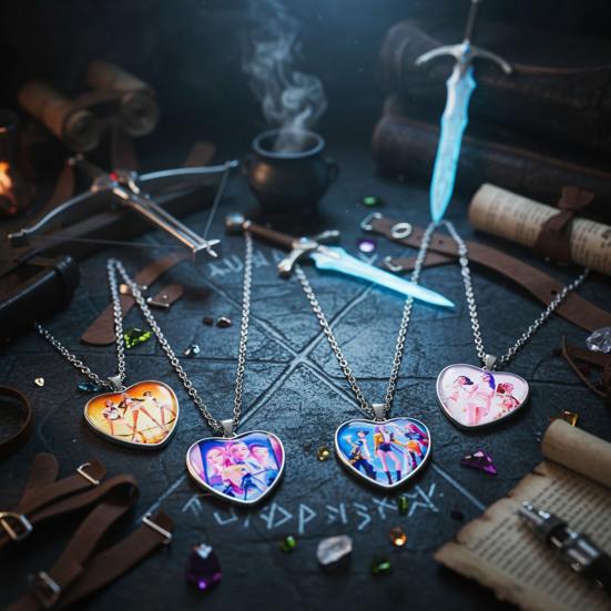 Корейское Поп Ожерелье с Подвеской Сердце Ожерелье Аниме Фильм Охотники Ожерелье Украшение Подарок для Подростков Мальчиков Девочек Фанатов